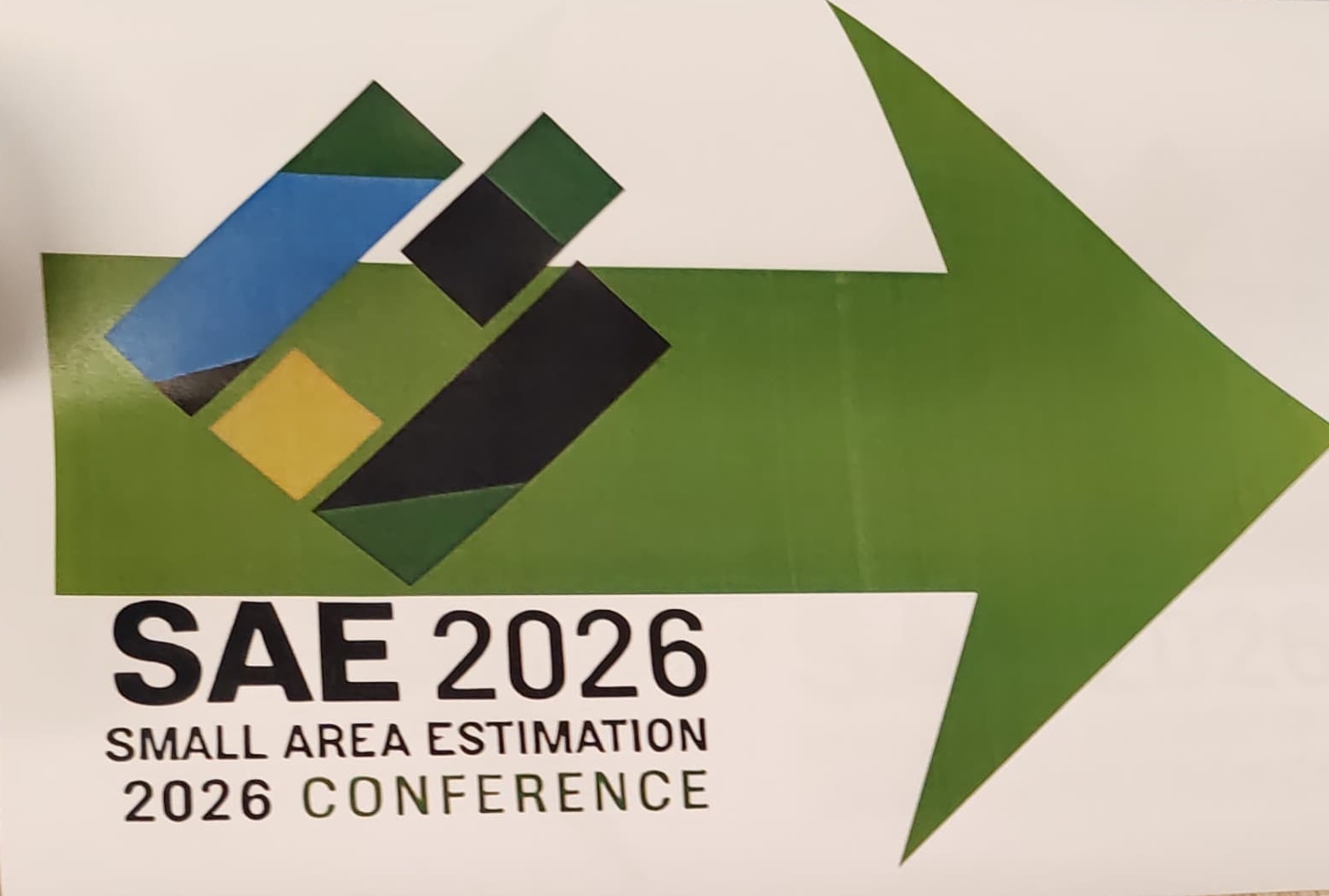 SAE 2026 directional arrow sign inside the campus